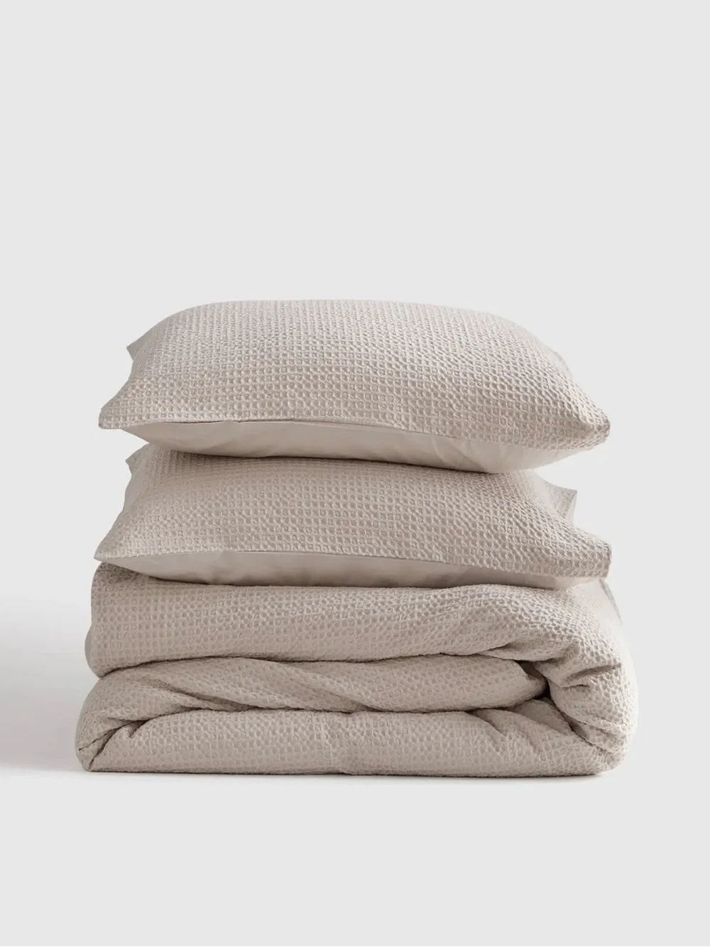 Quince Organic Luxe Honeycomb Duvet Cover Set Full/Queen | Sand | Cotton